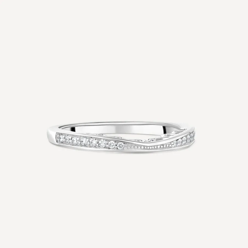 18ct White Gold Northern Star 0.18ct Shaped Wedding Ring
