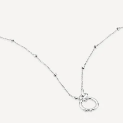 9ct White Gold Open Knot Bead Chain Necklet