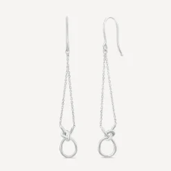 9ct White Gold Open Knot Chain Drop Earrings
