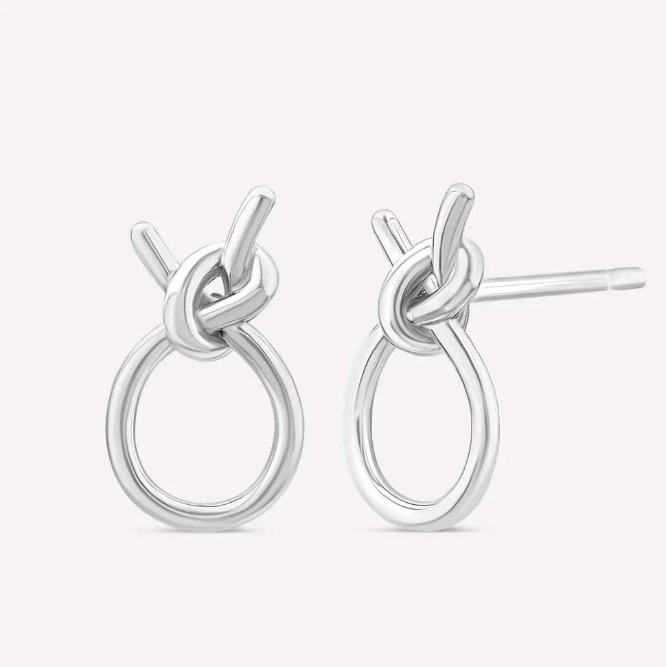 9ct White Gold Open Knot Stud Earrings