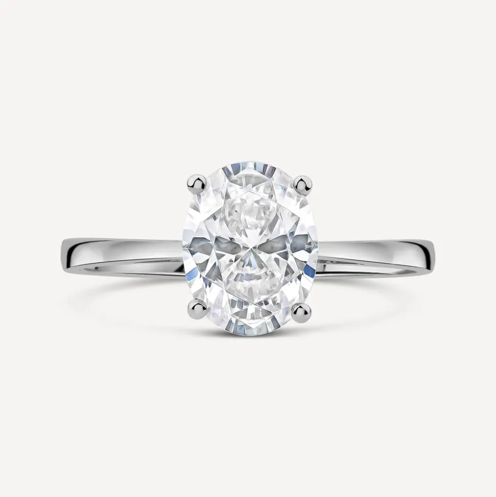 9ct White Gold Oval Cubic Zirconia Promise Ring