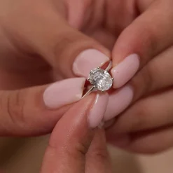 9ct White Gold Oval Cubic Zirconia Promise Ring