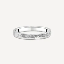 9ct White Gold Pave Shaped 0.08 Diamond Wedding Ring