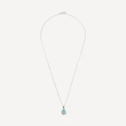 9ct White Gold Pear Blue Topaz & Cubic Zirconia Pendant (Chain Included)