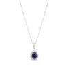 9ct White Gold Pear Created Sapphire and Cubic Zirconia Pendant (Chain Included)
