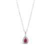 9ct White Gold Pear Created Ruby and Diamond Cluster Pendant