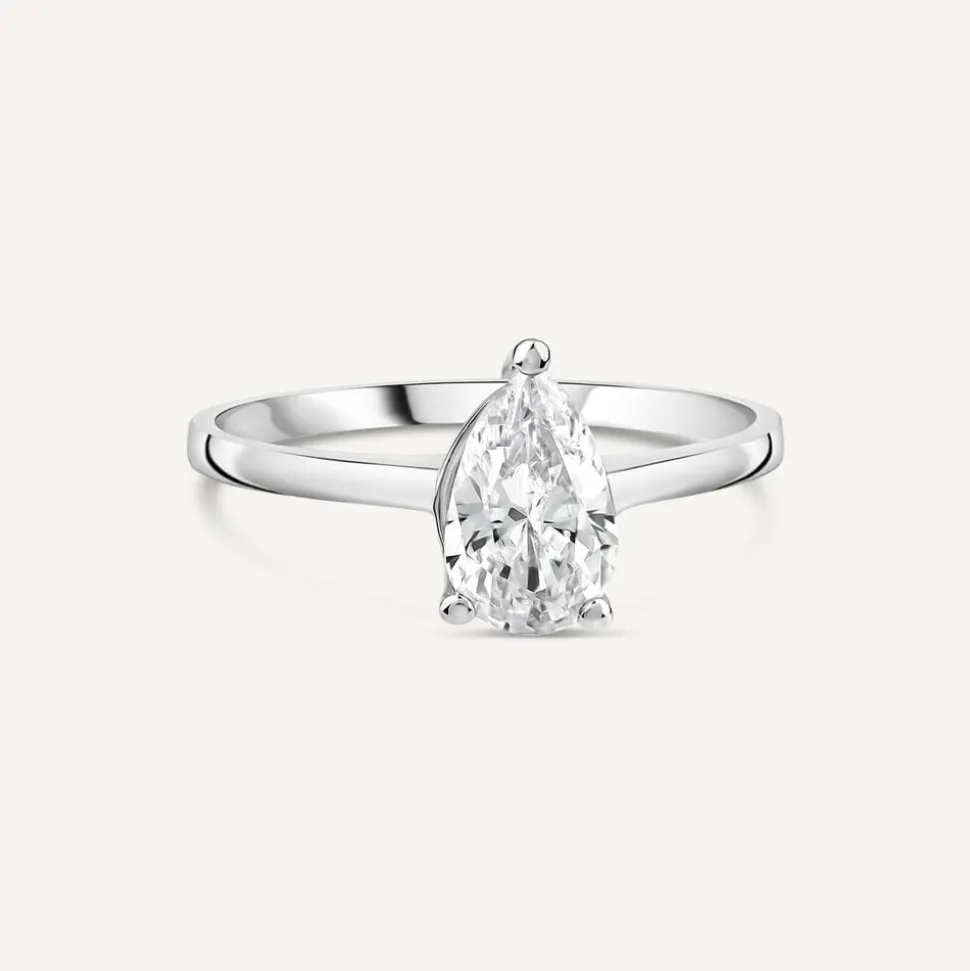 9ct White Gold Pear Cubic Zirconia Promise Ring