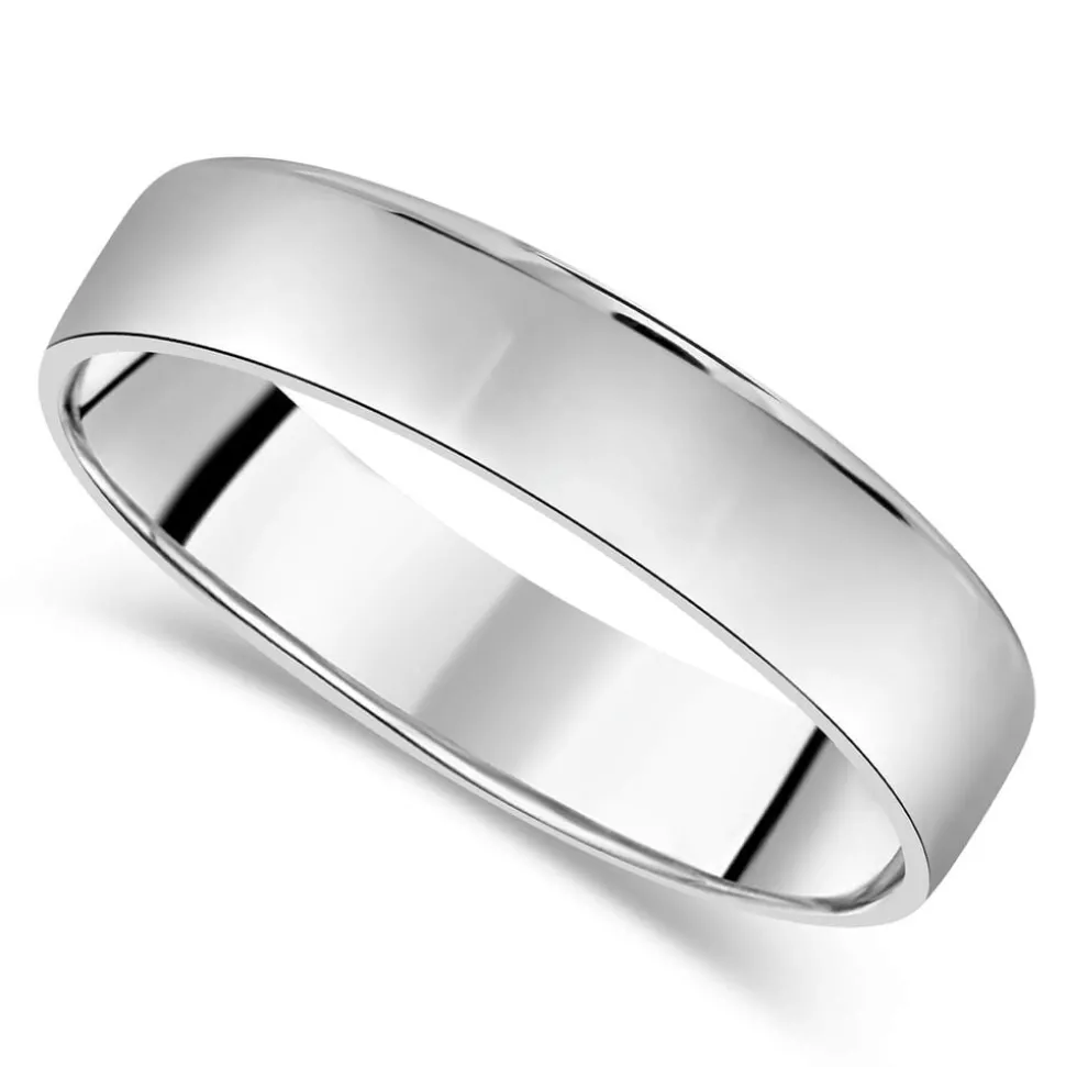 9ct White Gold Plain Men's 5mm Wedding Ring
