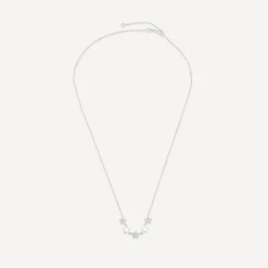 9ct White Gold Polished & Cubic Zirconia Stars Hammock Necklet