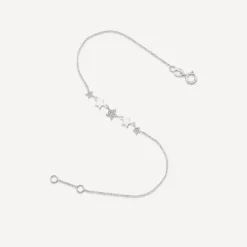 9ct White Gold Polished & Cubic Zirconia Stars Bracelet