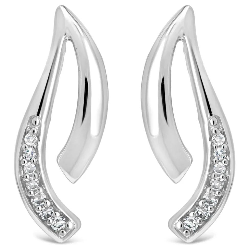 9ct White Gold Polished 0.30ct Diamond Set Two Strand Open Stud Earrings