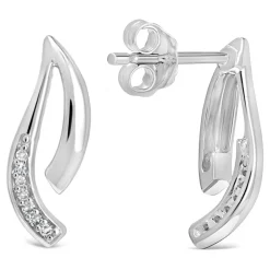 9ct White Gold Polished 0.30ct Diamond Set Two Strand Open Stud Earrings
