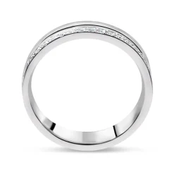 18ct White Gold Polished Line .14 Carat Diamond Edge Wedding Band