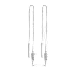 9ct White Gold Pull Through Chain Diamond Tear Drop Earrings