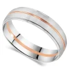 9ct White Gold Rose Detail Mens 6mm Wedding Band
