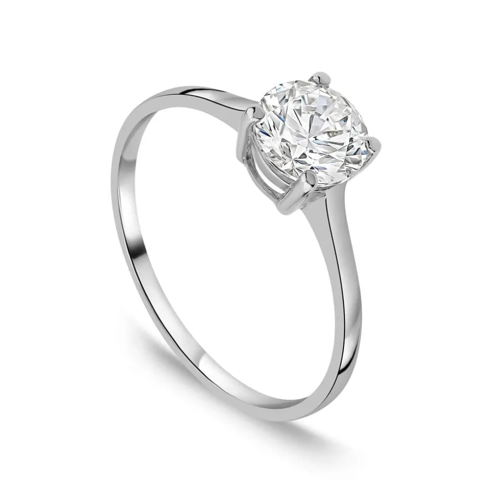 9ct White Gold Round Brilliant Cubic Zirconia Promise Ring