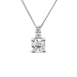 9ct White Gold Round Cubic Zirconia Top Pendant