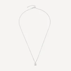 9ct White Gold Round Cubic Zirconia Top Pendant