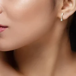9ct White Gold Round Cubic Zirconia Top Drop Earrings