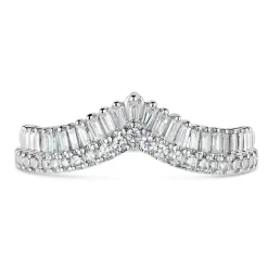 9ct White Gold 2-Row 0.25ct Diamond Wishbone Ladies' Ring