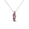 9ct White Gold Ruby & 0.13ct Diamond Baguette Centre Wave Pendant