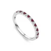 9ct White Gold Ruby & 0.09ct Diamond Claw Set Eternity Ring