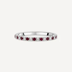 9ct White Gold Ruby & 0.09ct Diamond Claw Set Eternity Ring