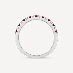 9ct White Gold Ruby & 0.09ct Diamond Claw Set Eternity Ring