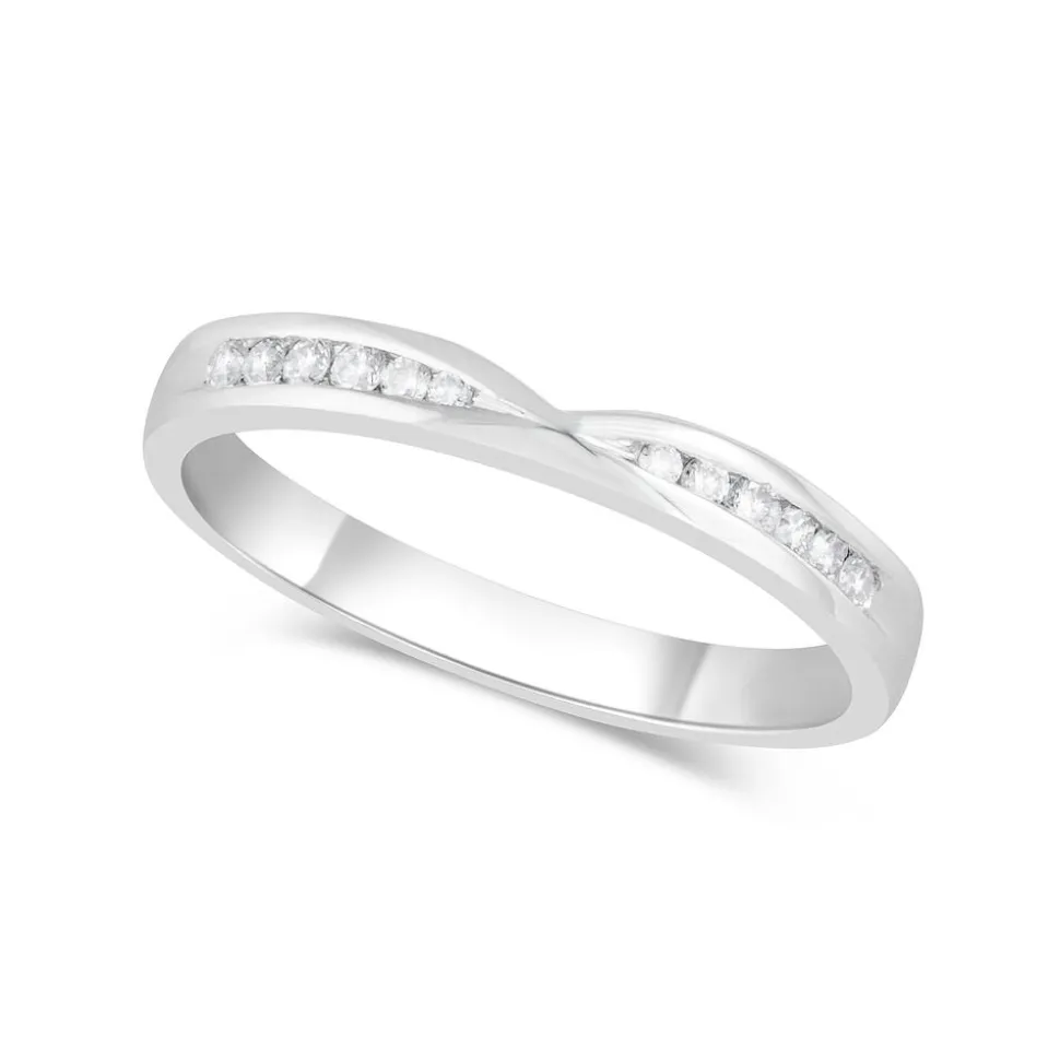18ct White Gold Shaped Diamond 2.5mm Wedding Band