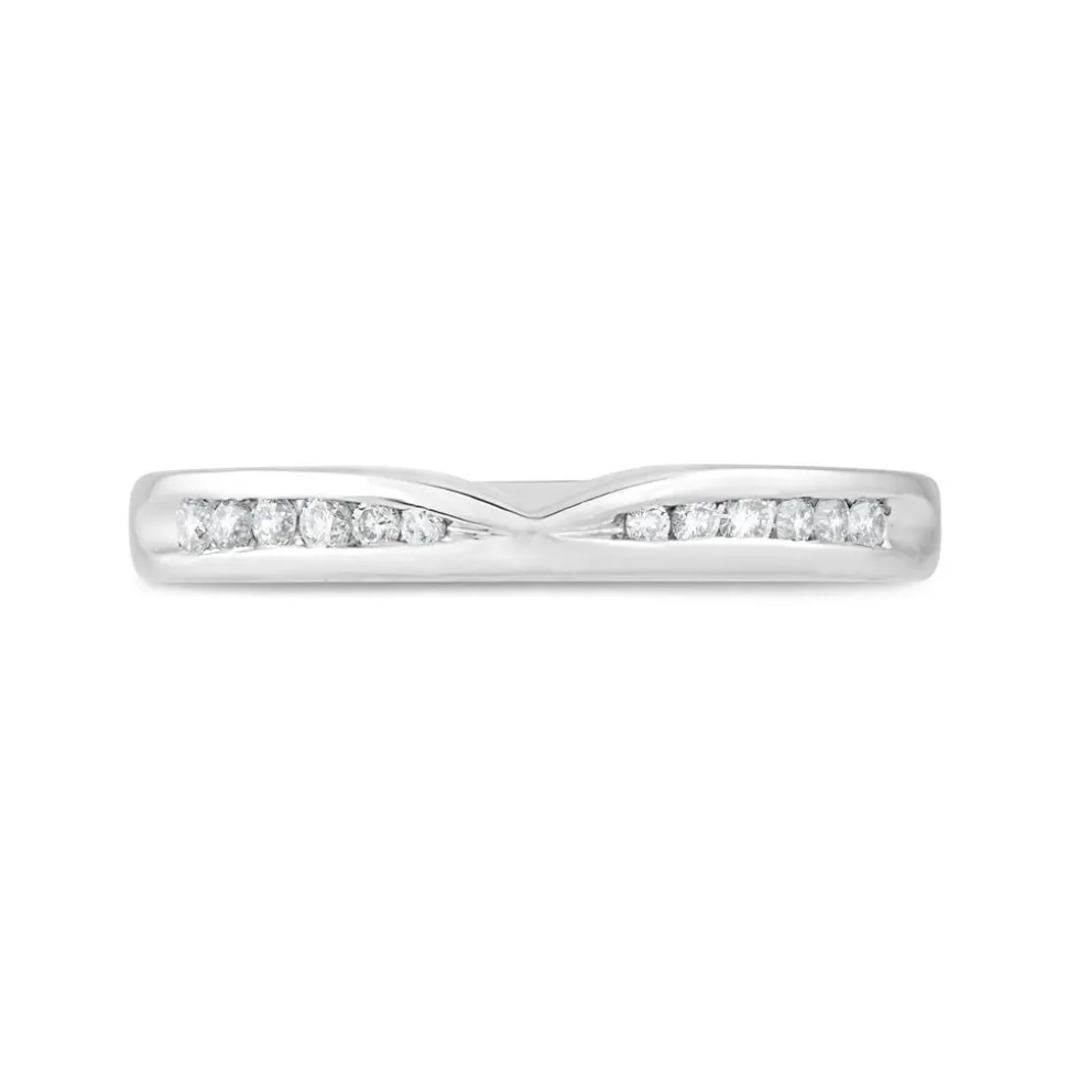 18ct White Gold Shaped Diamond 2.5mm Wedding Band