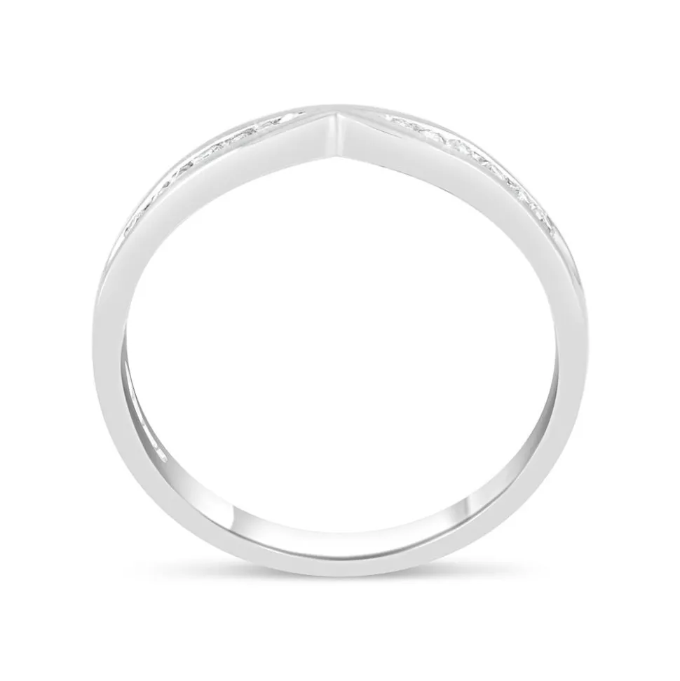 18ct White Gold Shaped Diamond 2.5mm Wedding Band