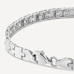 9ct White Gold Shiny Narrow Jigsaw Bracelet