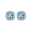 9ct White Gold Sky Blue Topaz Cushion Stud Earrings