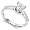 18ct White Gold Tulip Setting Princess Cut Solid With 1 Carat Diamond Set Shoulders Ring