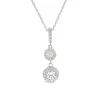 9ct White Gold Two Cubic Zirconia Halo's & Cubic Zirconia Bale Pendant
