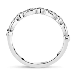 9ct White Gold Vintage Style 0.13ct Diamond Set Wedding Ring