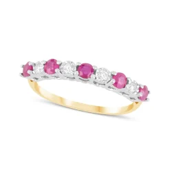 9ct Yellow & White Gold Diamond & Ruby Eternity Ring