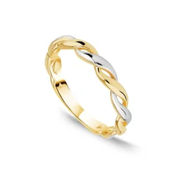 9ct Yellow & White Gold Plaited Plain Ring