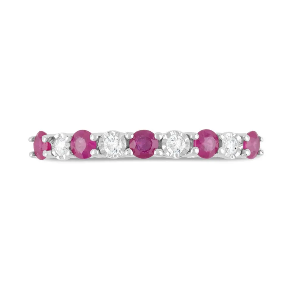 9ct Yellow & White Gold Diamond & Ruby Eternity Ring