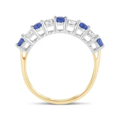 9ct Yellow & White Gold Diamond & Sapphire Eternity Ring