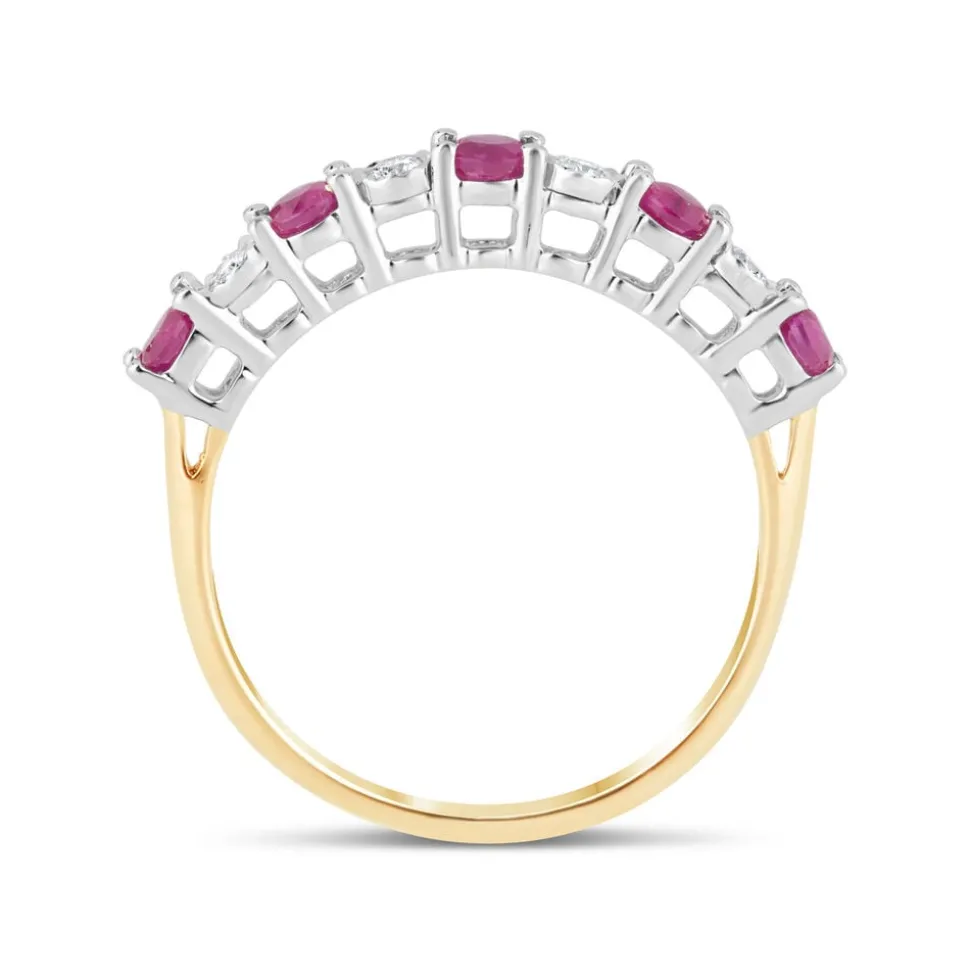 9ct Yellow & White Gold Diamond & Ruby Eternity Ring