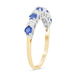 9ct Yellow & White Gold Diamond & Sapphire Eternity Ring