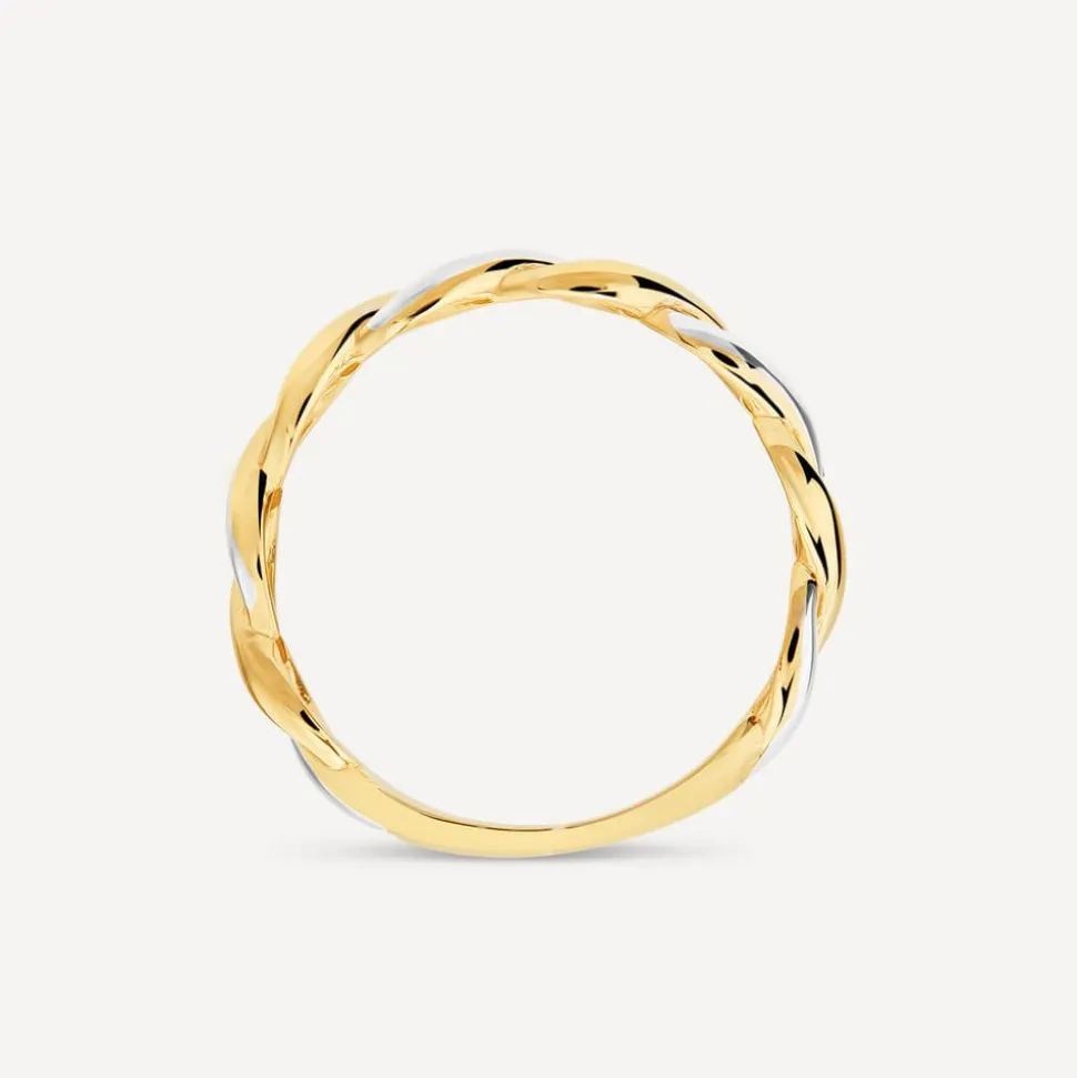 9ct Yellow & White Gold Plaited Plain Ring