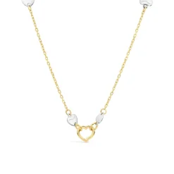 9ct Yellow & White Open Polished Heart Necklet