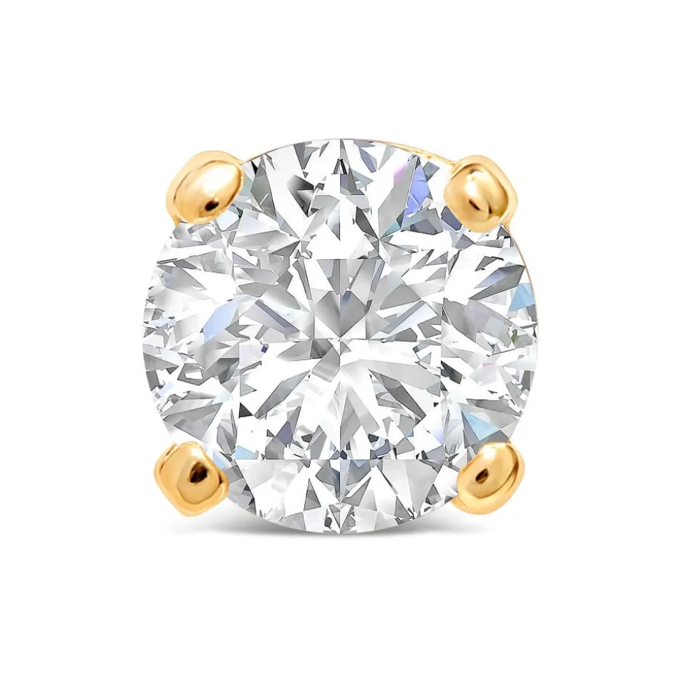 9ct Yellow Gold 4 Claw Cubic Zirconia Single Stud Earring