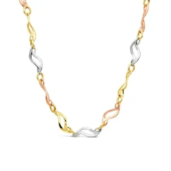 9ct Yellow Gold 3 Colour Twist Link Necklet