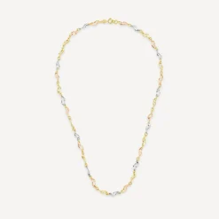 9ct Yellow Gold 3 Colour Twist Link Necklet