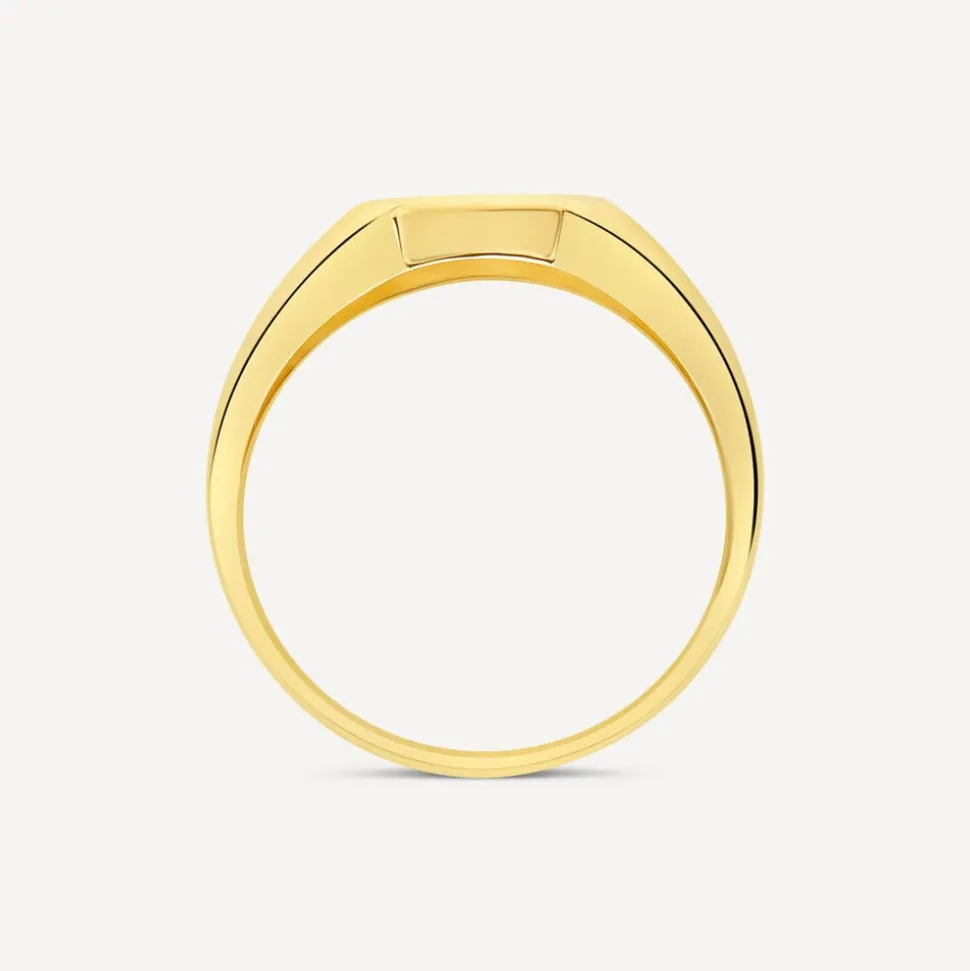 9ct Yellow Gold 0.02 ct Diamond Corner Hexagon Shaped Signet Ring