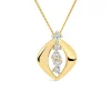 9ct Yellow Gold 5 Cubic Zirconia Stones Set in Open Oblong Shaped Pendant