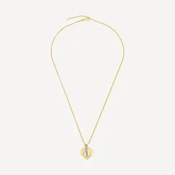9ct Yellow Gold 5 Cubic Zirconia Stones Set in Open Oblong Shaped Pendant